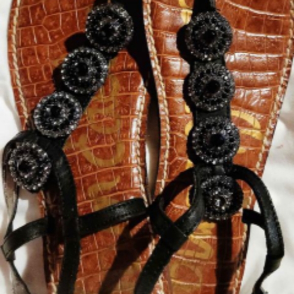 SAM EDELMAN CLASSY BLINGY MEDALLION RHINESTONE STRAPPY FLAT SANDALS DRESSY FANCY - Picture 7 of 10